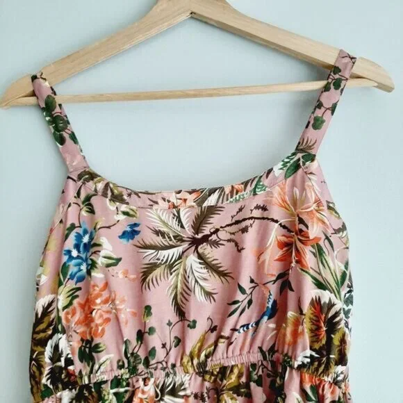 TINY / Anthropologie Thea Peplum Tank Top Pink Floral Sz XS Flawed - Picture 11 of 16